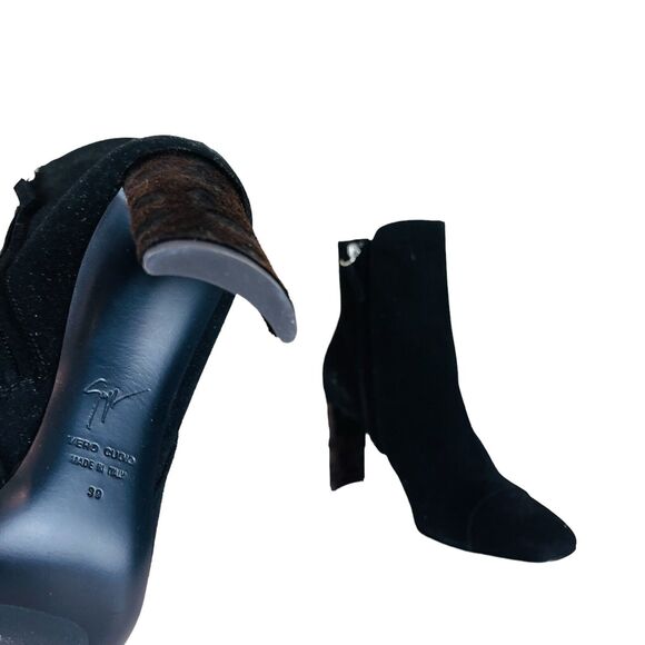 Giuseppe Zanotti Black Leopard Print Leather Heels Boots - Picture 5 of 5